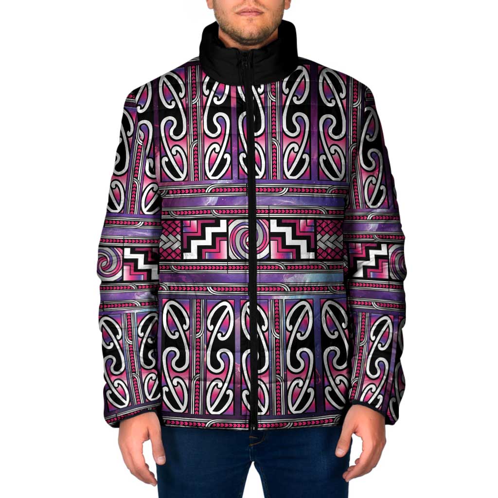 Maori Matariki Padded Jacket Pink Galaxy Aesthetic Koru Art LT01 Men Pink - Polynesian Pride
