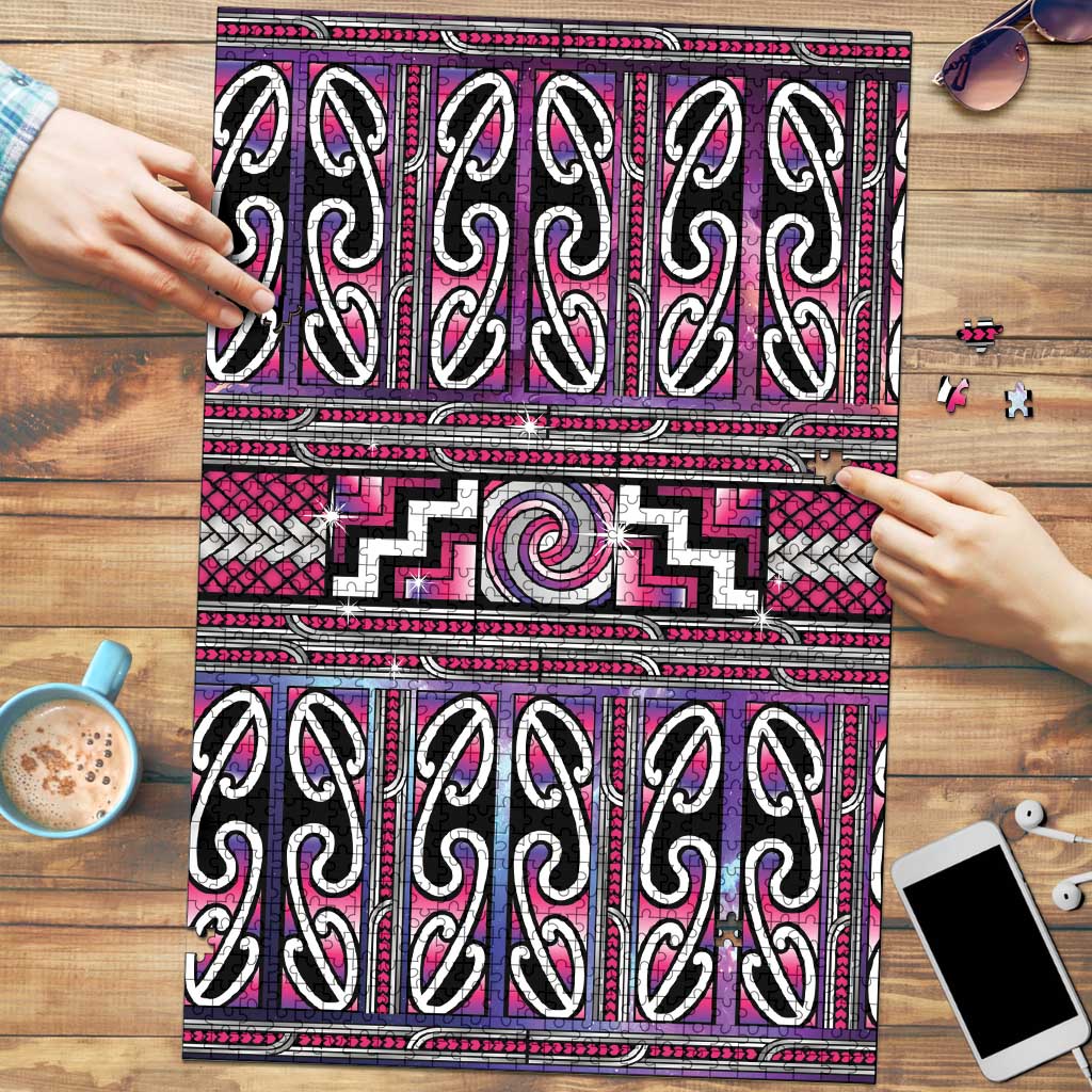 Maori Matariki Puzzle Pink Galaxy Aesthetic Koru Art LT01 Pink - Polynesian Pride