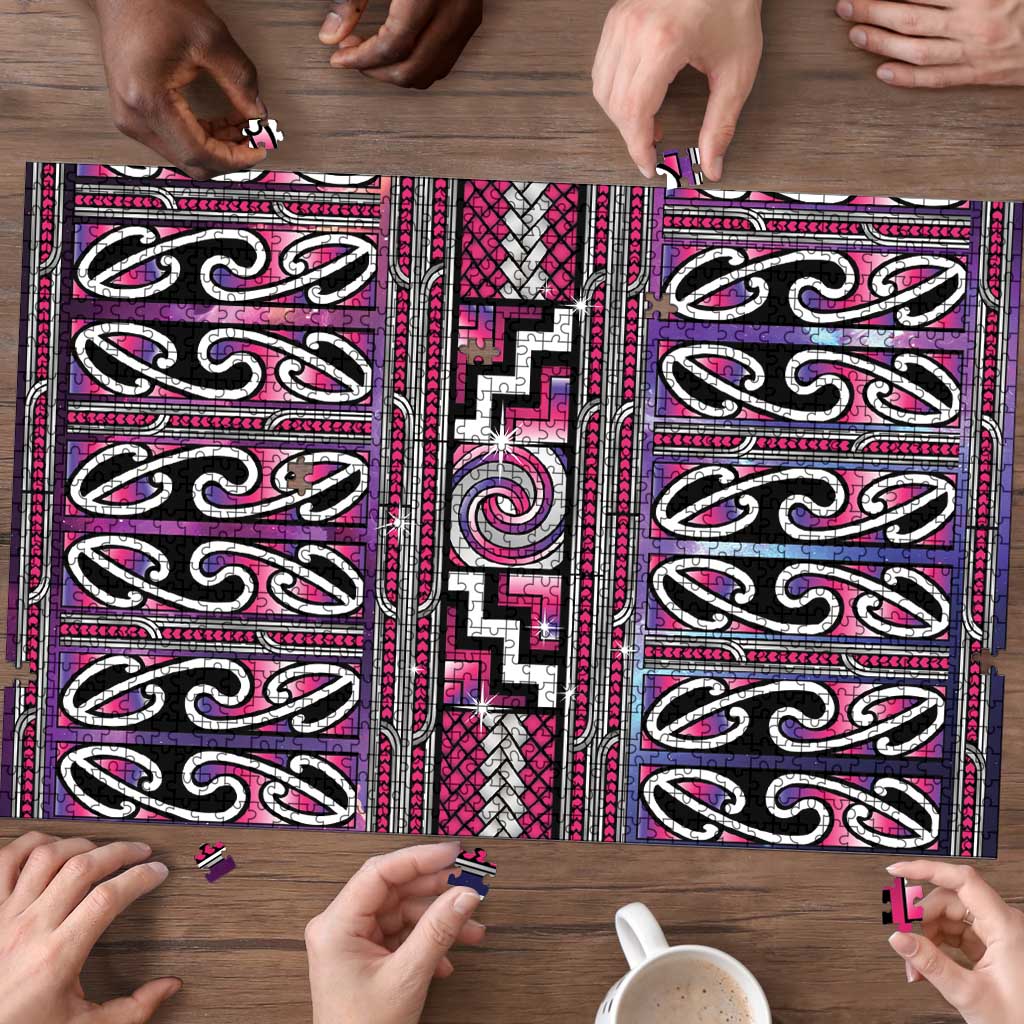 Maori Matariki Puzzle Pink Galaxy Aesthetic Koru Art LT01 - Polynesian Pride