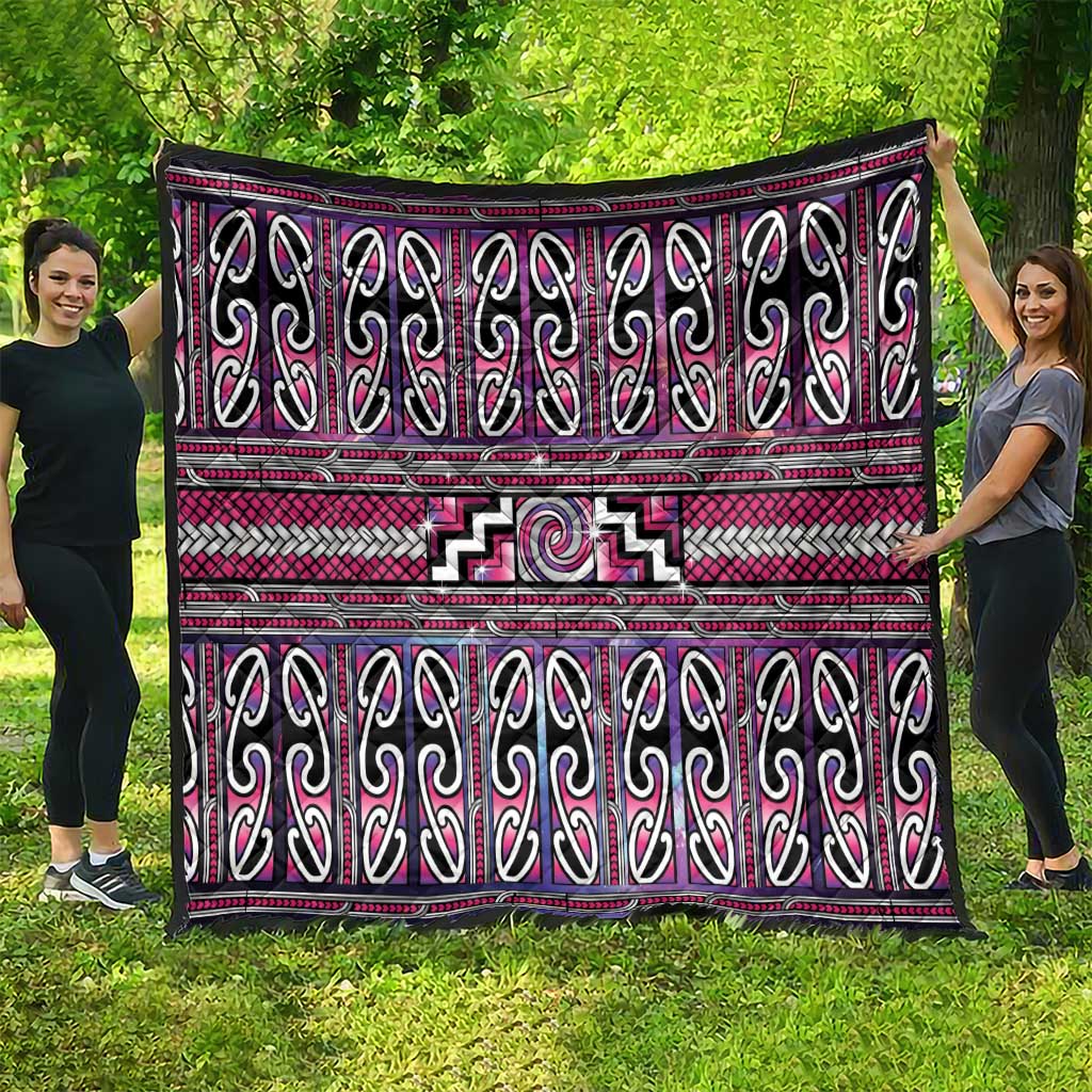 Maori Matariki Quilt Pink Galaxy Aesthetic Koru Art LT01 - Polynesian Pride