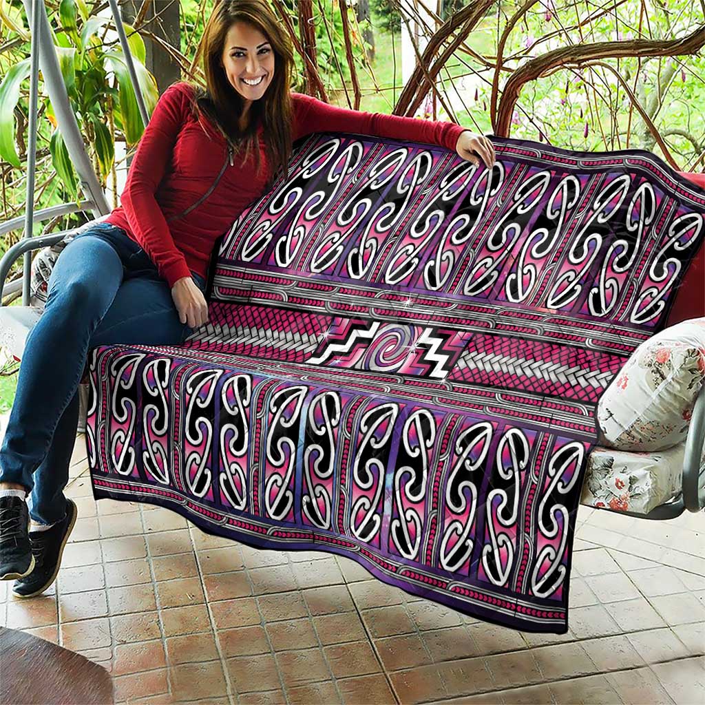 Maori Matariki Quilt Pink Galaxy Aesthetic Koru Art LT01 - Polynesian Pride