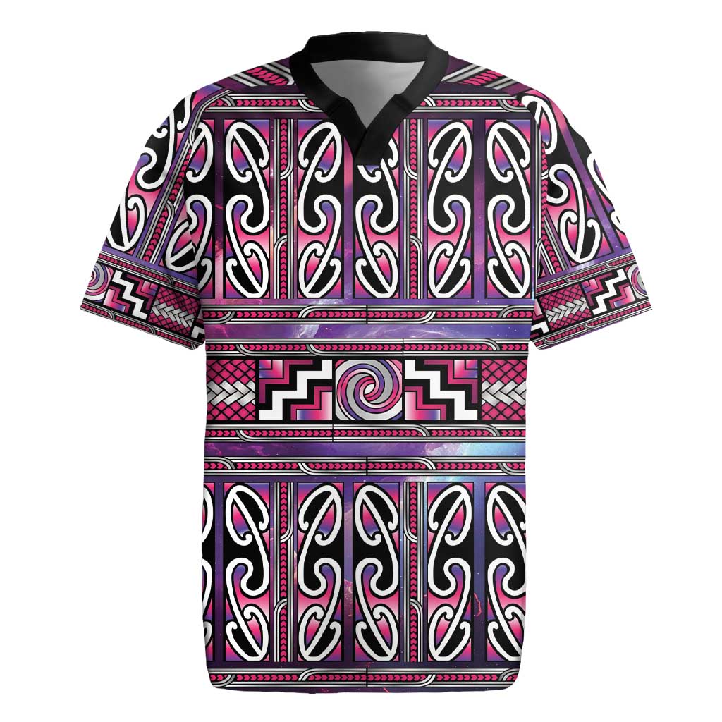Maori Matariki Rugby Jersey Pink Galaxy Aesthetic Koru Art LT01 Pink - Polynesian Pride