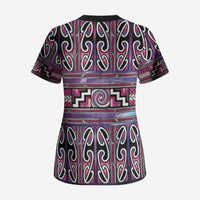 Maori Matariki Scrub Top Pink Galaxy Aesthetic Koru Art LT01 - Polynesian Pride