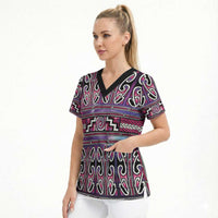 Maori Matariki Scrub Top Pink Galaxy Aesthetic Koru Art LT01 - Polynesian Pride