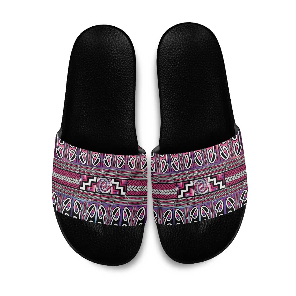 Maori Matariki Slide Sandals Pink Galaxy Aesthetic Koru Art LT01 Pink - Polynesian Pride