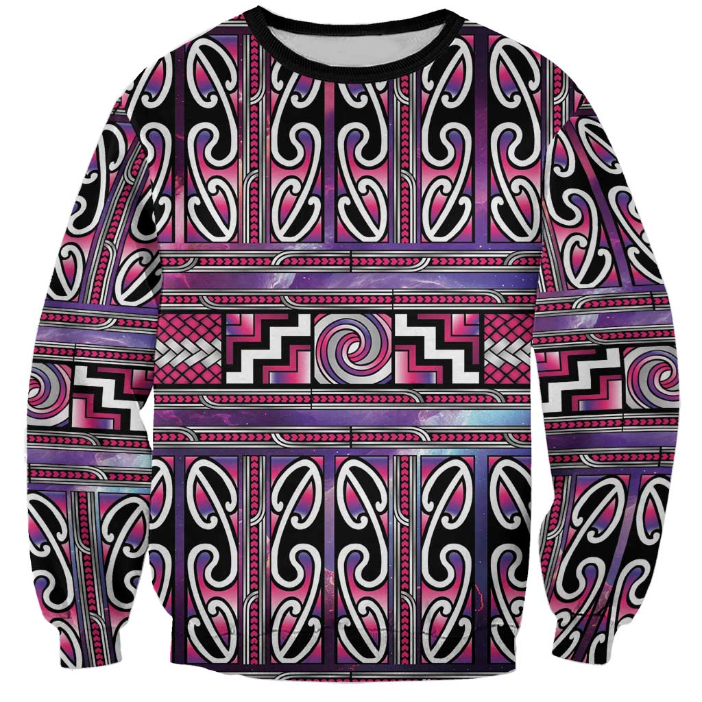 Maori Matariki Sweatshirt Pink Galaxy Aesthetic Koru Art LT01 Unisex Pink - Polynesian Pride