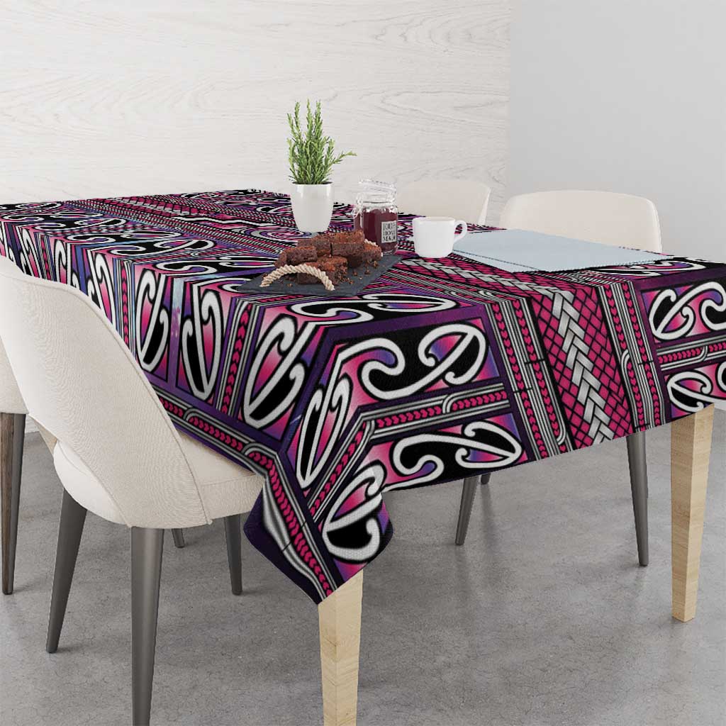 Maori Matariki Tablecloth Pink Galaxy Aesthetic Koru Art LT01 - Polynesian Pride