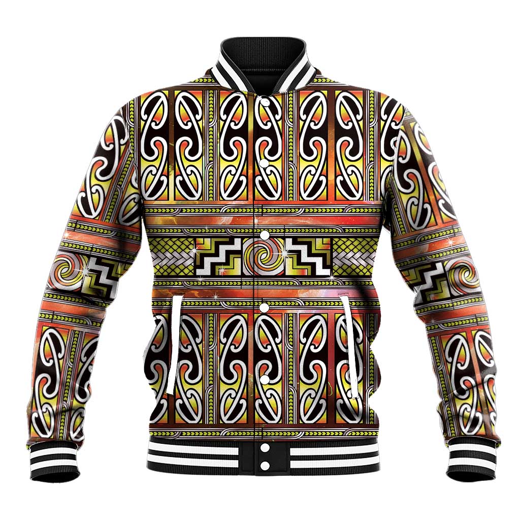 Maori Matariki Baseball Jacket Yellow Galaxy Aesthetic Koru Art LT01 Unisex Yellow - Polynesian Pride