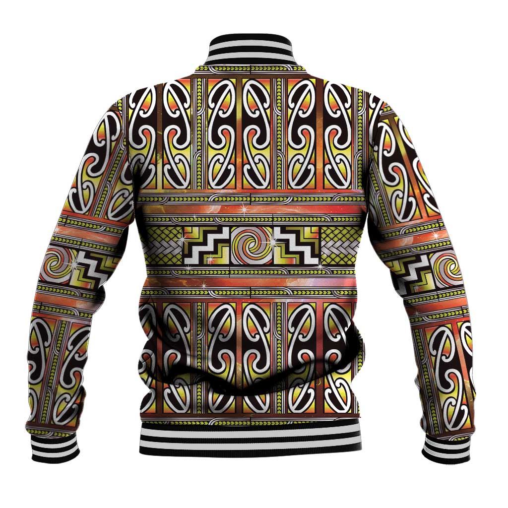 Maori Matariki Baseball Jacket Yellow Galaxy Aesthetic Koru Art LT01 - Polynesian Pride