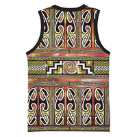 Maori Matariki Basketball Jersey Yellow Galaxy Aesthetic Koru Art LT01 - Polynesian Pride