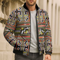 Maori Matariki Bomber Puffer Jacket Yellow Galaxy Aesthetic Koru Art LT01 - Polynesian Pride