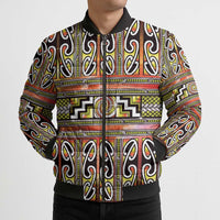 Maori Matariki Bomber Puffer Jacket Yellow Galaxy Aesthetic Koru Art LT01 - Polynesian Pride