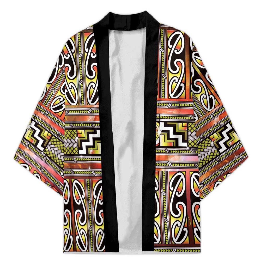 Maori Matariki Kimono Yellow Galaxy Aesthetic Koru Art LT01 Unisex Yellow - Polynesian Pride