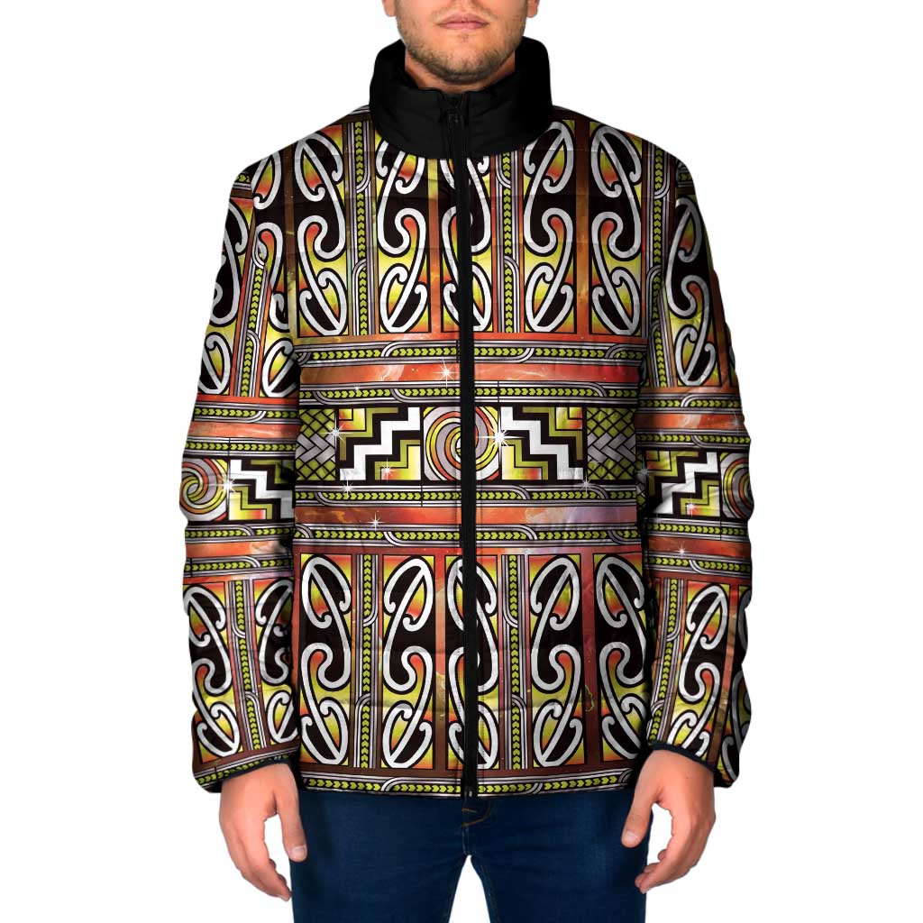 Maori Matariki Padded Jacket Yellow Galaxy Aesthetic Koru Art LT01 Men Yellow - Polynesian Pride