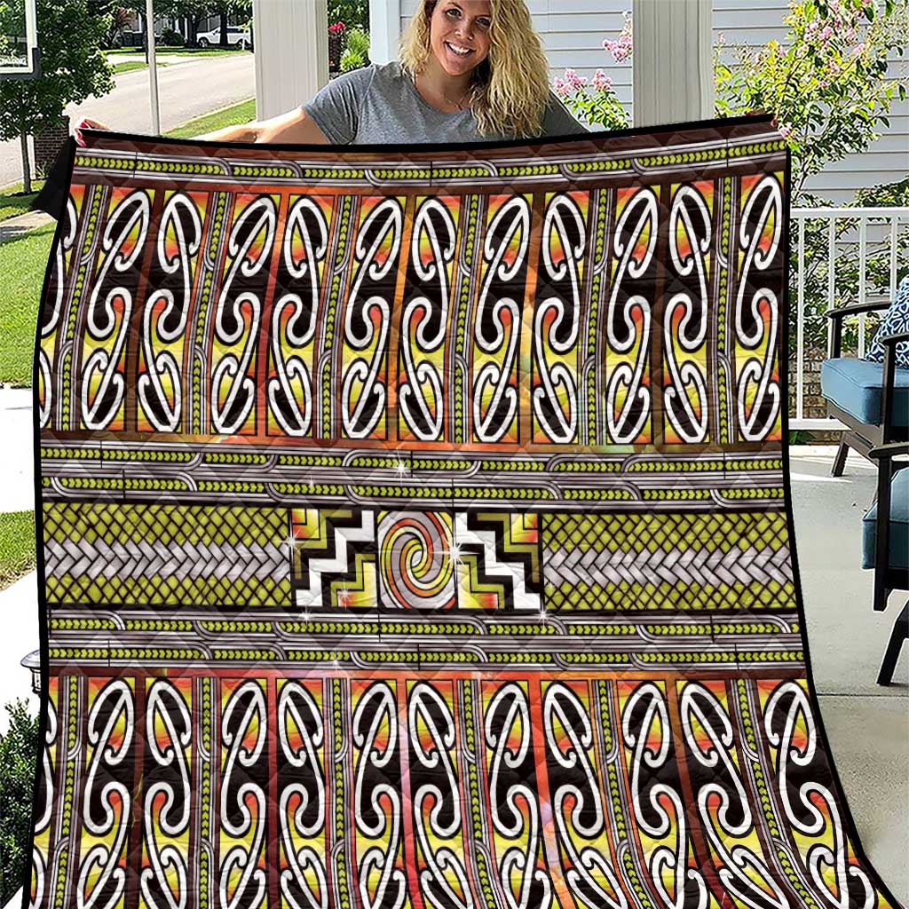 Maori Matariki Quilt Yellow Galaxy Aesthetic Koru Art LT01 Yellow - Polynesian Pride