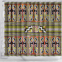 Maori Matariki Shower Curtain Yellow Galaxy Aesthetic Koru Art LT01 - Polynesian Pride