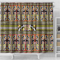 Maori Matariki Shower Curtain Yellow Galaxy Aesthetic Koru Art LT01 - Polynesian Pride