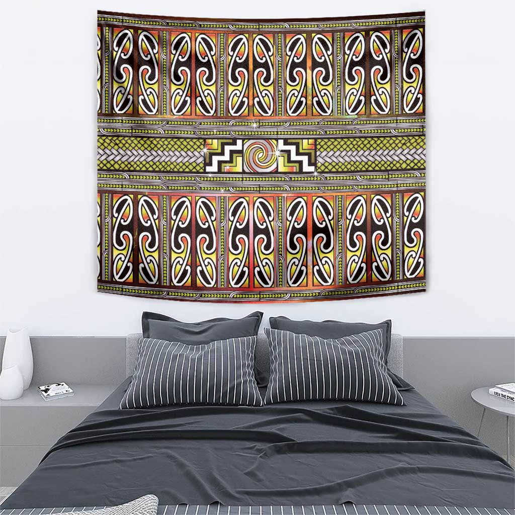 Maori Matariki Tapestry Yellow Galaxy Aesthetic Koru Art LT01 - Polynesian Pride