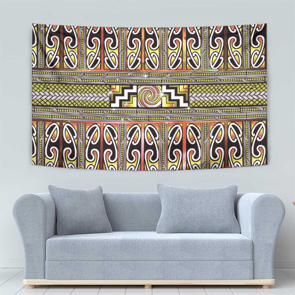 Maori Matariki Tapestry Yellow Galaxy Aesthetic Koru Art LT01 - Polynesian Pride