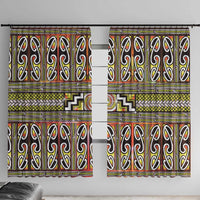 Maori Matariki Window Curtain Yellow Galaxy Aesthetic Koru Art LT01 With Hooks Yellow - Polynesian Pride