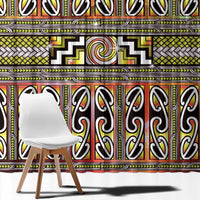 Maori Matariki Window Curtain Yellow Galaxy Aesthetic Koru Art LT01 - Polynesian Pride