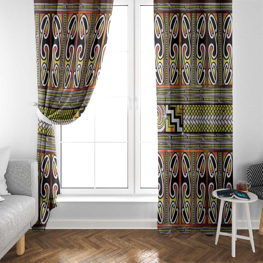 Maori Matariki Window Curtain Yellow Galaxy Aesthetic Koru Art LT01 - Polynesian Pride