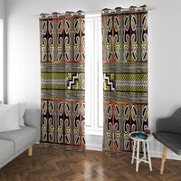 Maori Matariki Window Curtain Yellow Galaxy Aesthetic Koru Art LT01 With Grommets Yellow - Polynesian Pride
