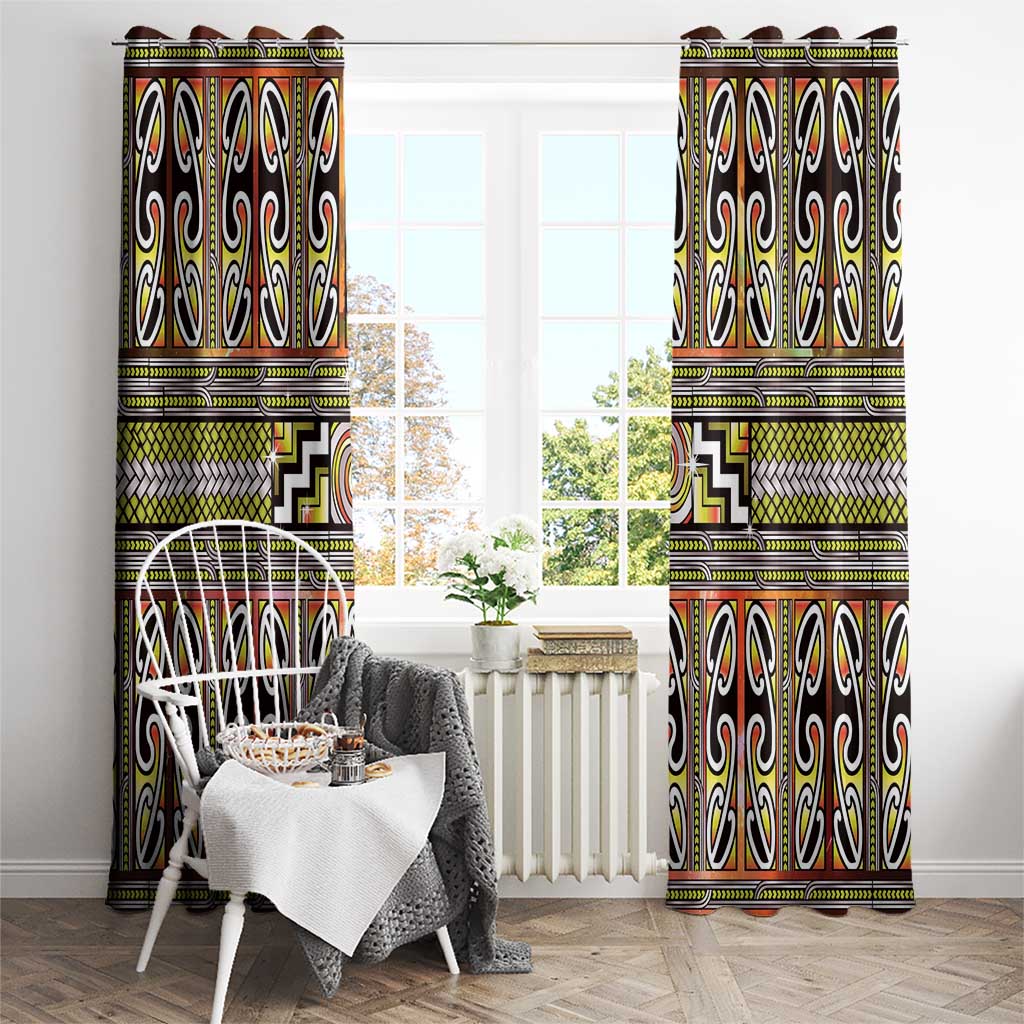 Maori Matariki Window Curtain Yellow Galaxy Aesthetic Koru Art LT01 - Polynesian Pride