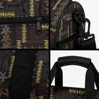 Hawaii Brown Plumeria Lei Black Duffle Bag Frangipani Floral Heritage Art LT01 - Polynesian Pride