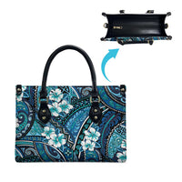 Polynesian Hibiscus Tropical Blue Floral Leather Bag Tribal Pattern LT01 - Polynesian Pride