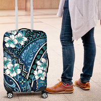 Polynesian Hibiscus Tropical Blue Floral Luggage Cover Tribal Pattern LT01 Blue - Polynesian Pride