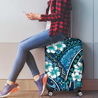 Polynesian Hibiscus Tropical Blue Floral Luggage Cover Tribal Pattern LT01 - Polynesian Pride