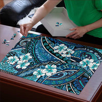 Polynesian Hibiscus Tropical Blue Floral Puzzle Tribal Pattern LT01 - Polynesian Pride