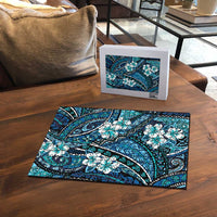 Polynesian Hibiscus Tropical Blue Floral Puzzle Tribal Pattern LT01 - Polynesian Pride