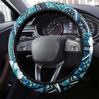 Polynesian Hibiscus Tropical Blue Floral Steering Wheel Cover Tribal Pattern LT01 - Polynesian Pride