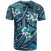 Polynesian Hibiscus Tropical Blue Floral T Shirt Tribal Pattern LT01 - Polynesian Pride