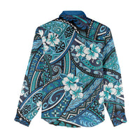 Polynesian Hibiscus Tropical Blue Floral Women Casual Shirt Tribal Pattern LT01 - Polynesian Pride