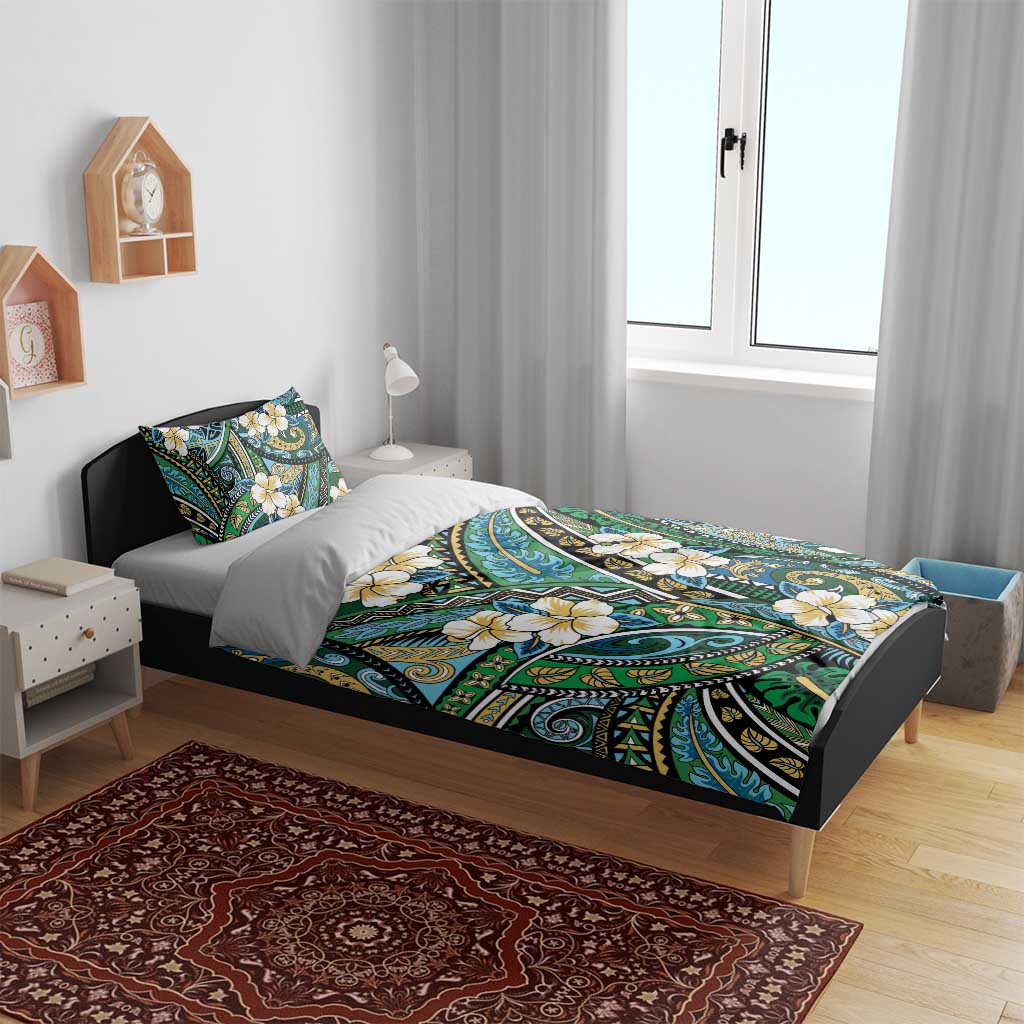 Polynesian Hibiscus Tropical Green Floral Bedding Set Tribal Pattern LT01 - Polynesian Pride