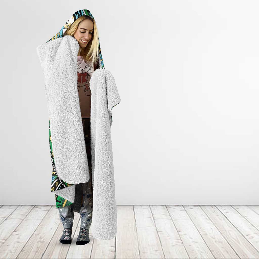 Polynesian Hibiscus Tropical Green Floral Hooded Blanket Tribal Pattern LT01 - Polynesian Pride