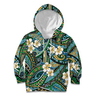 Polynesian Hibiscus Tropical Green Floral Kid Hoodie Tribal Pattern LT01 Hoodie Green - Polynesian Pride