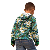 Polynesian Hibiscus Tropical Green Floral Kid Hoodie Tribal Pattern LT01 - Polynesian Pride