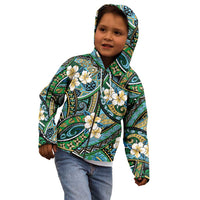 Polynesian Hibiscus Tropical Green Floral Kid Hoodie Tribal Pattern LT01 - Polynesian Pride