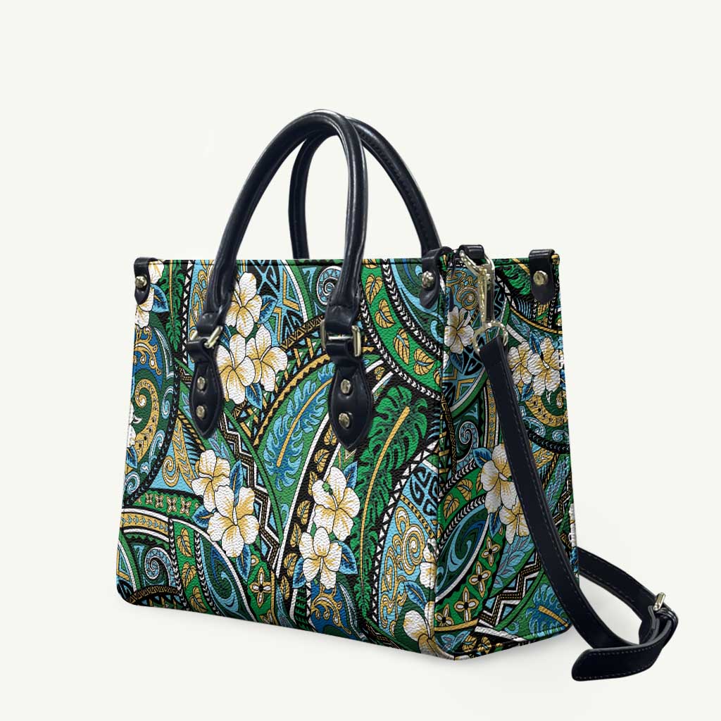 Polynesian Hibiscus Tropical Green Floral Leather Bag Tribal Pattern LT01 Green - Polynesian Pride