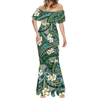 Polynesian Hibiscus Tropical Green Floral Mermaid Dress Tribal Pattern LT01 - Polynesian Pride