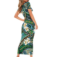 Polynesian Hibiscus Tropical Green Floral Short Sleeve Bodycon Dress Tribal Pattern LT01 - Polynesian Pride