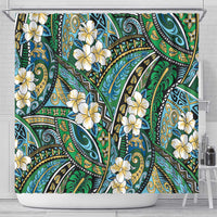 Polynesian Hibiscus Tropical Green Floral Shower Curtain Tribal Pattern LT01 - Polynesian Pride
