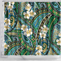 Polynesian Hibiscus Tropical Green Floral Shower Curtain Tribal Pattern LT01 - Polynesian Pride