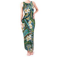 Polynesian Hibiscus Tropical Green Floral Tank Maxi Dress Tribal Pattern LT01 Women Green - Polynesian Pride