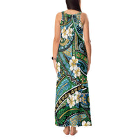 Polynesian Hibiscus Tropical Green Floral Tank Maxi Dress Tribal Pattern LT01 - Polynesian Pride