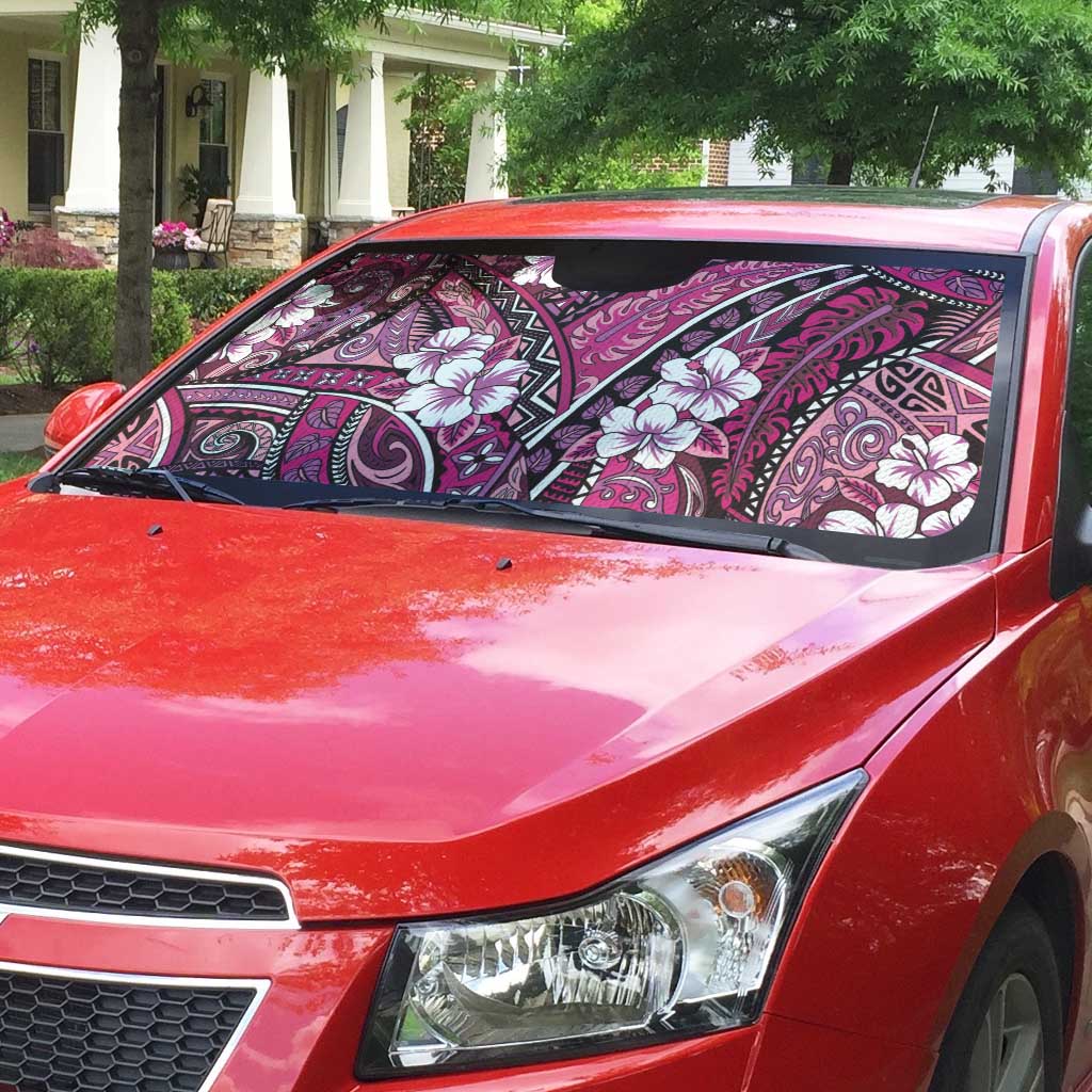 Polynesian Hibiscus Tropical Pink Floral Auto Sun Shade Tribal Pattern LT01 - Polynesian Pride